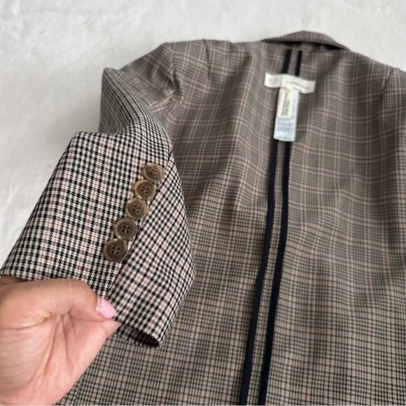 STYLENANDA Korea Single Breasted Padded Shoulder Plaid Check Blazer Size S - Picture 3 of 12